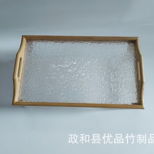 Bamboo plate with feet foldable rectangular transparent panel tray creative home bamboo transparent panel tray