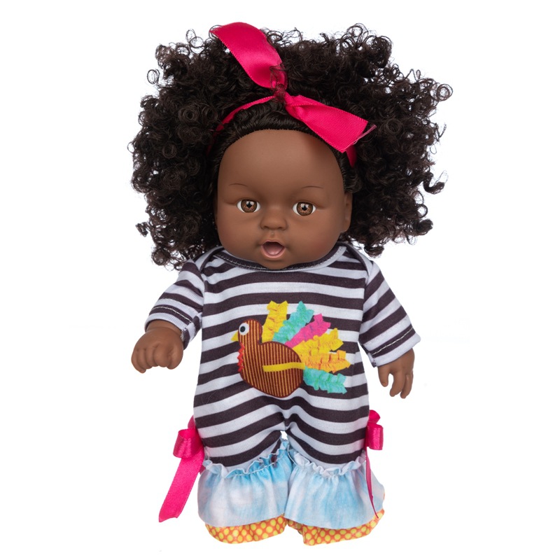 Muñeca rizada del bebé negro africano venta al por mayor muñeca renacida Venta caliente piel negra vinilo muñeca bebé juguete