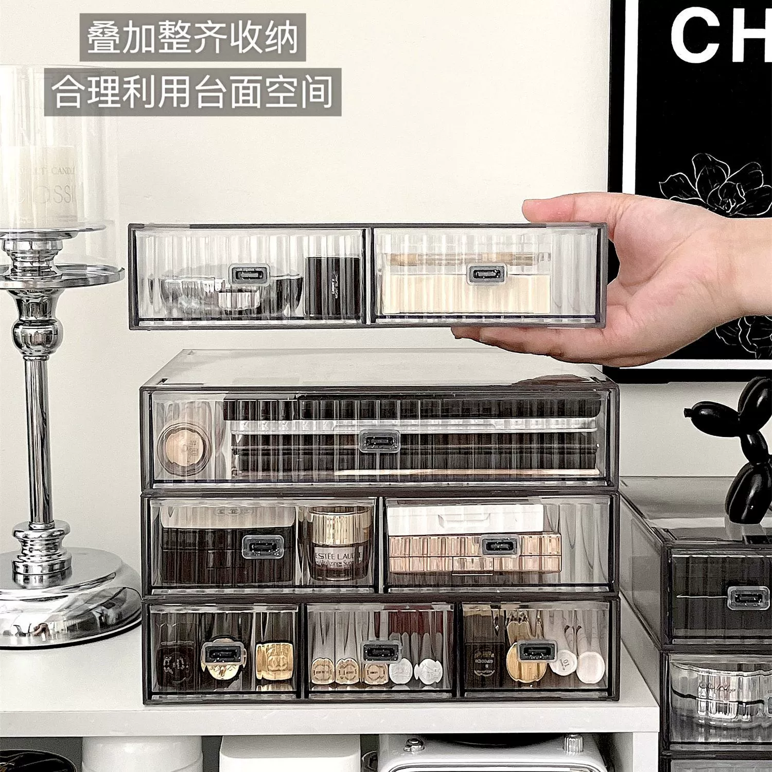 Акриловый органайзер для косметики, туалетный столик, подставка для теней, помады, духов, настольный прозрачный пыленепроницаемый органайзер