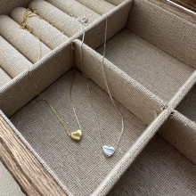 S925纯银韩版小众设计感爱心锁骨链基础款经典心形光面项链批发