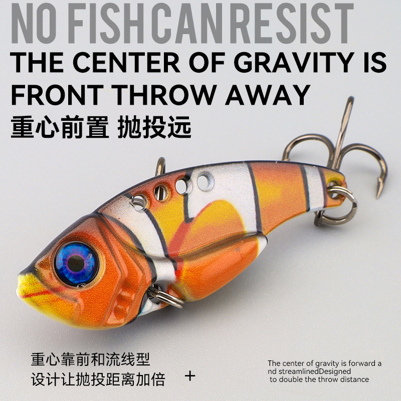 3D lentejuelas de metal colorido VIb falso cebo de cascabel de tiro largo que rebordea Luya cebo Caballo Boca Bass cebo de Pesca de Agua Dulce