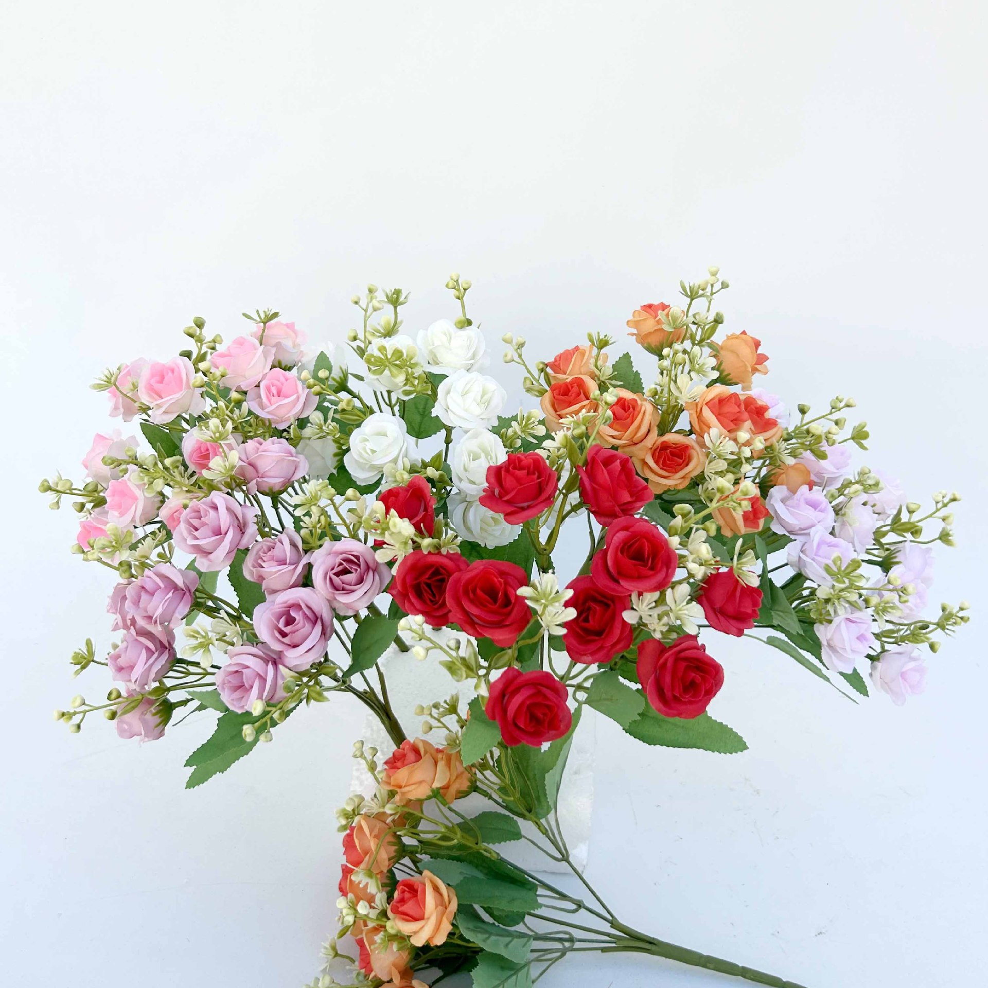 Ramo de flores artificiales rosa de estilo europeo pequeña flor artificial flor hogar boda decoración mesa florero pantalla