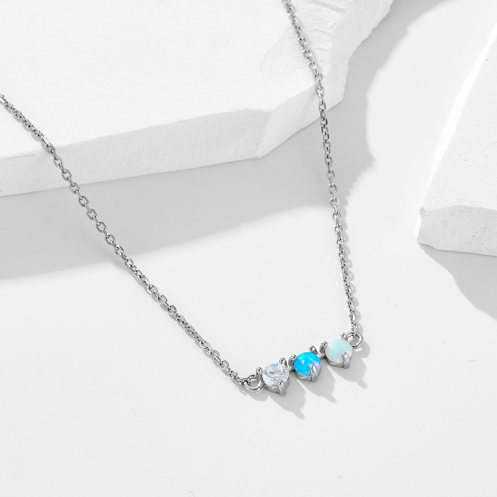 Necklace Classification 925 sterling silver Chain Material 925 Sterling Silver Round Opal Necklace
