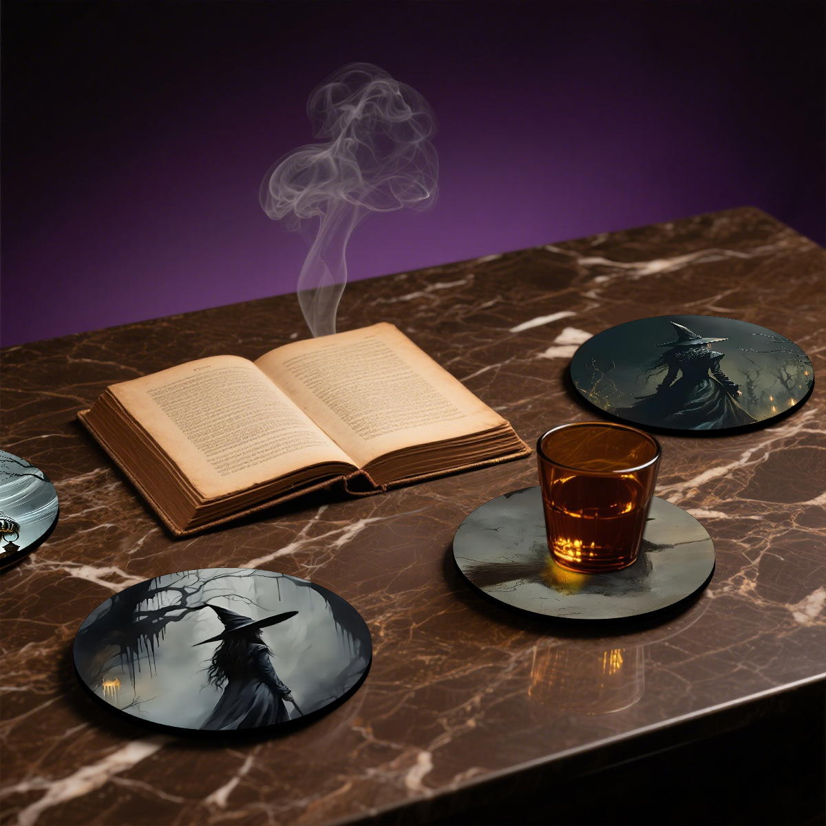 Posavasos de madera Halloween clásico festivo vintage restaurante vajilla con aislamiento térmico posavasos antideslizantes juego de vacaciones
