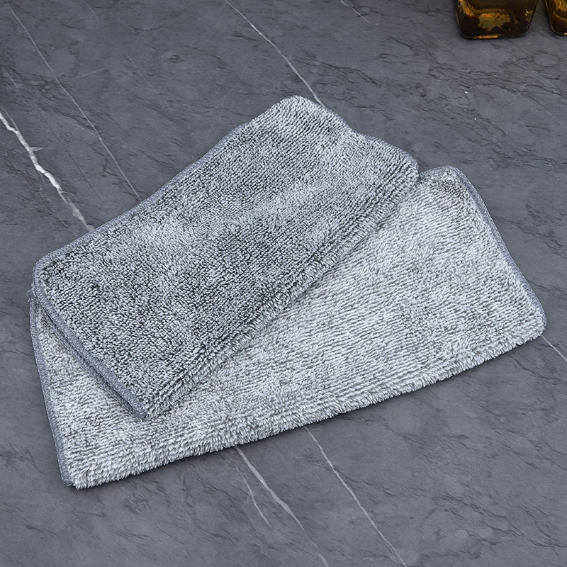 Bamboo charcoal cleaning cloth, thickened absorbent kitchen rag, sizes 25×25 cm and 30×30 cm, multi‑pack