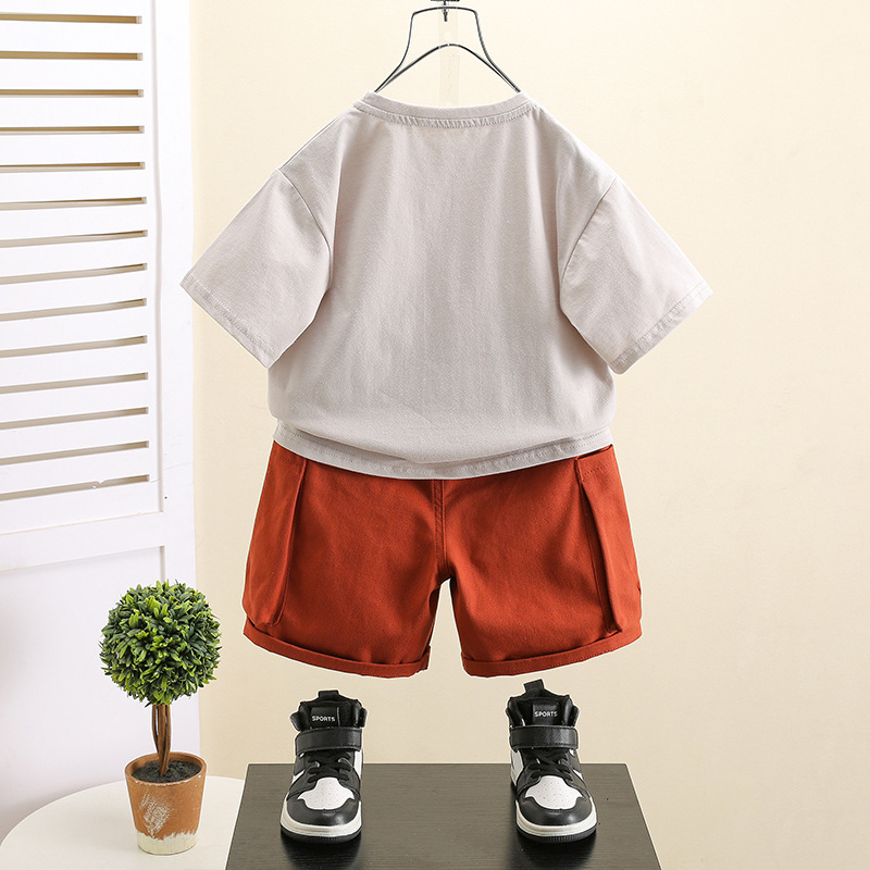 7415 traje coreano de verano, mono guapo para niños, camiseta de manga corta para bebés de dos piezas 2025 nuevo 6