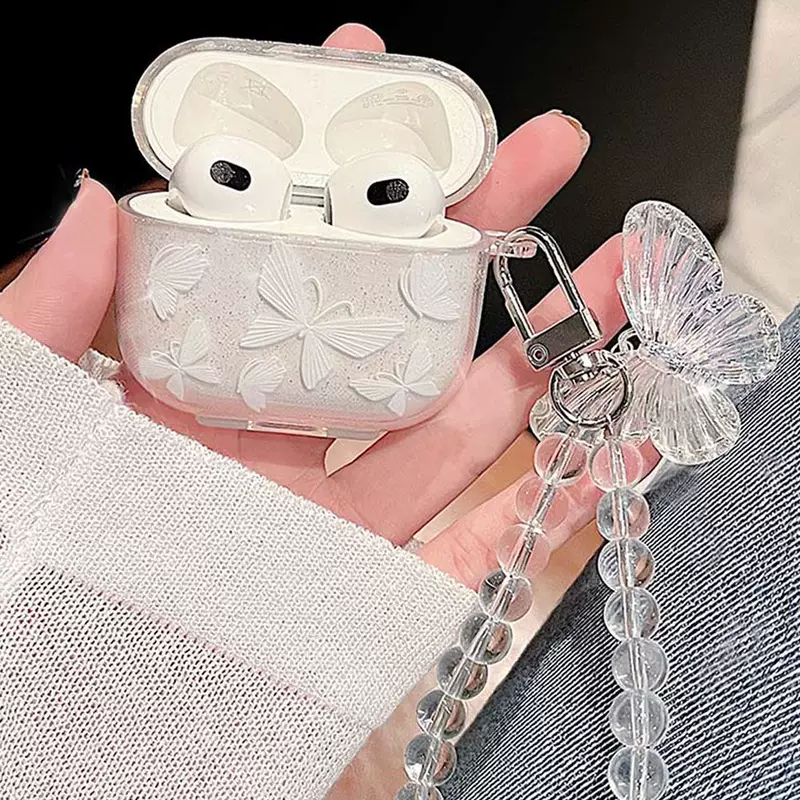 Крылатое порошковое бабочковое печать совместимо с AirPods PRO2 Apple 2 поколения Bluetooth наушники чехол защитная оболочка AirPods 3
