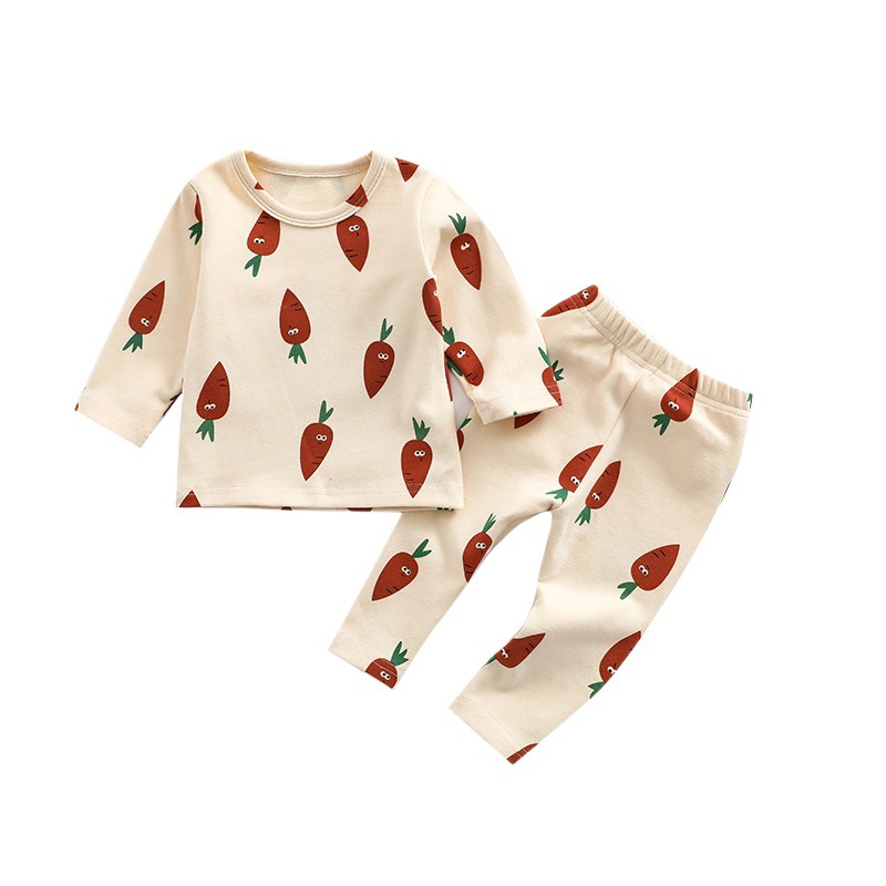 2022 estilo coreano ropa de hogar de algodón suave para niños y niñas traje ins bebé pijamas de fondo amigables con la piel moda