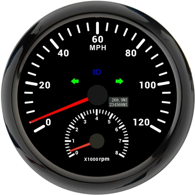 automobile instrument – two-in-one meter 110mmGPS speed - black-frame-black-bottom-0-120mph