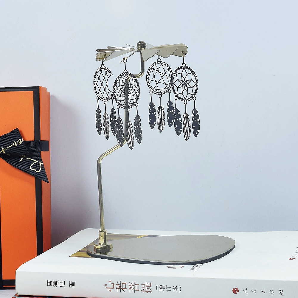 Amazon ins doles Acero inoxidable triángulo redondo bandeja giratoria candelabro aromaterapia vela linterna romántica