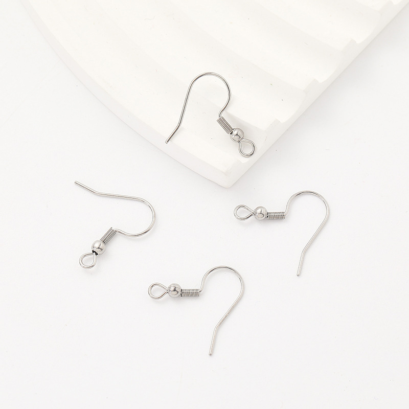 스테인리스 이어훅, 변색 없음, 진짜 금 도금, 구슬 포함, 스프링 이어훅, 귀걸이 액세서리, DIY 쥬얼리, 귀걸이 부품