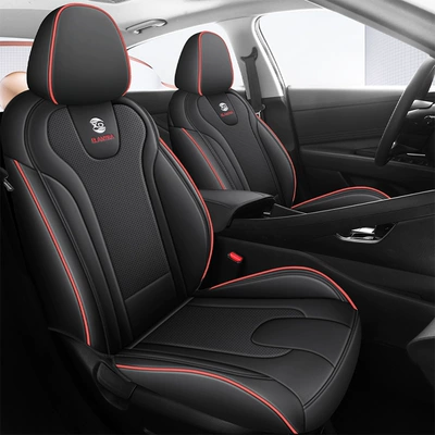 [Cross-Border] Elantra 21-24 Hyundai-Specific Car Seat Covers, All-Season Wear-Resistant Leather Seat Cushions for Export (Modelə uyğun (Original) oturacaq örtükləri) - black-red-edge-standard-edition-21-24-seselhev-blue-rear-cap-is-not-removable