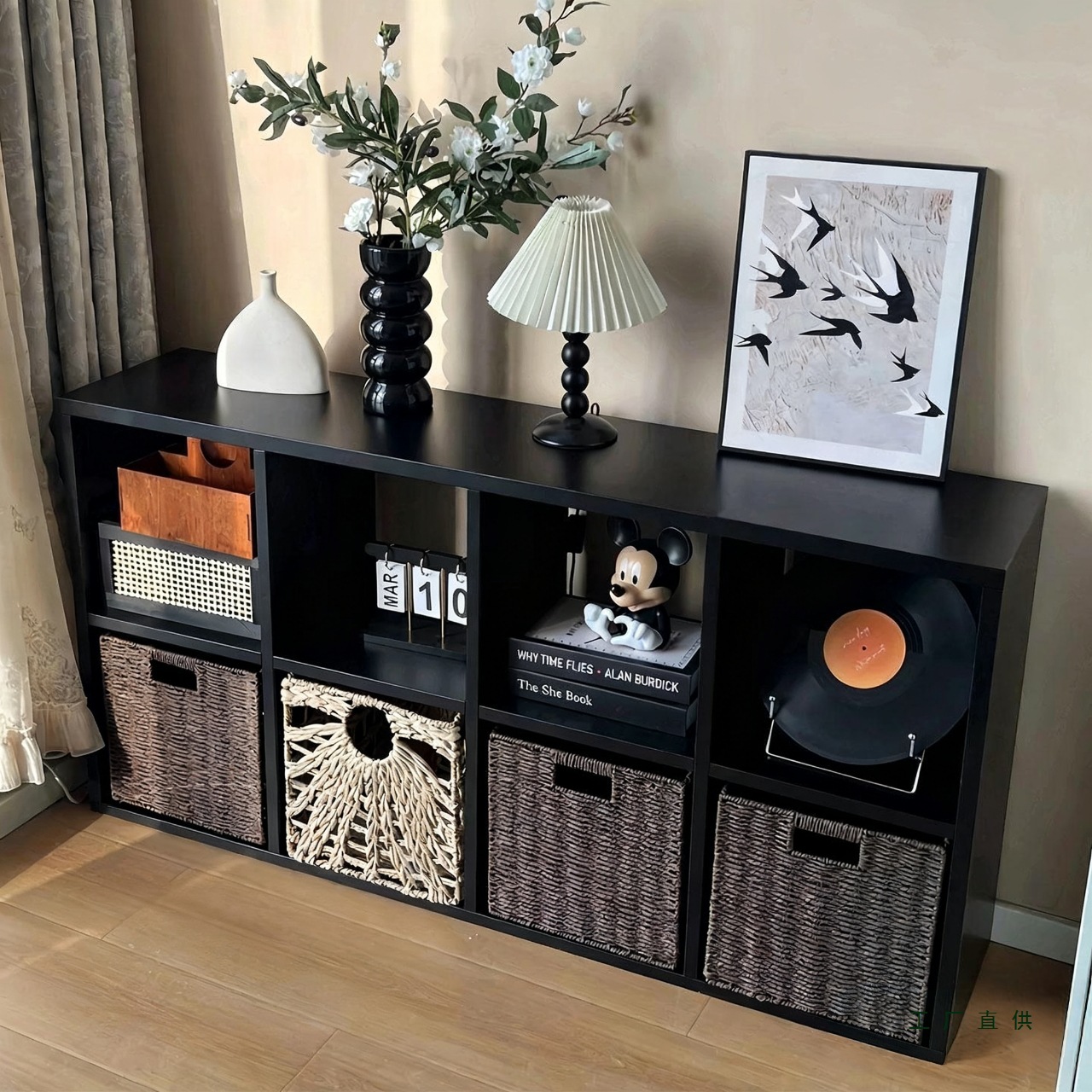 Steel Lattice Cabinet Thickened Free Combination Bookcase Antique Style Floor-Standing Storage Cabinet Home Living Room Multi-Layer Storage Cabinet