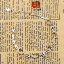 S925蛋形银女款手链空托7*9时尚新款 翡翠玉石绿松蜜蜡镶嵌