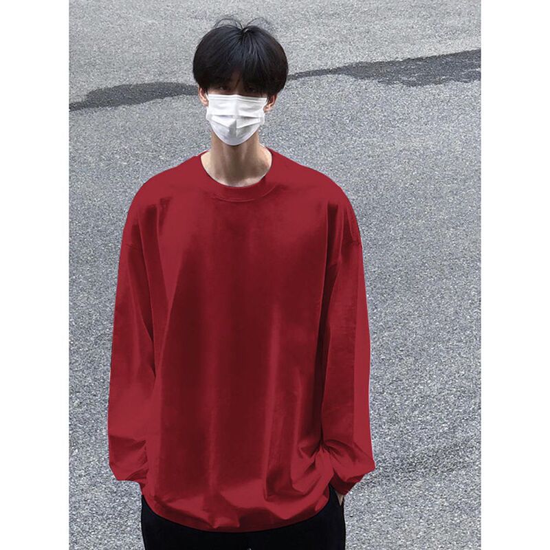 长袖t恤男春秋季新款日系复古潮流打底衫百搭宽松休闲上衣服|undefined