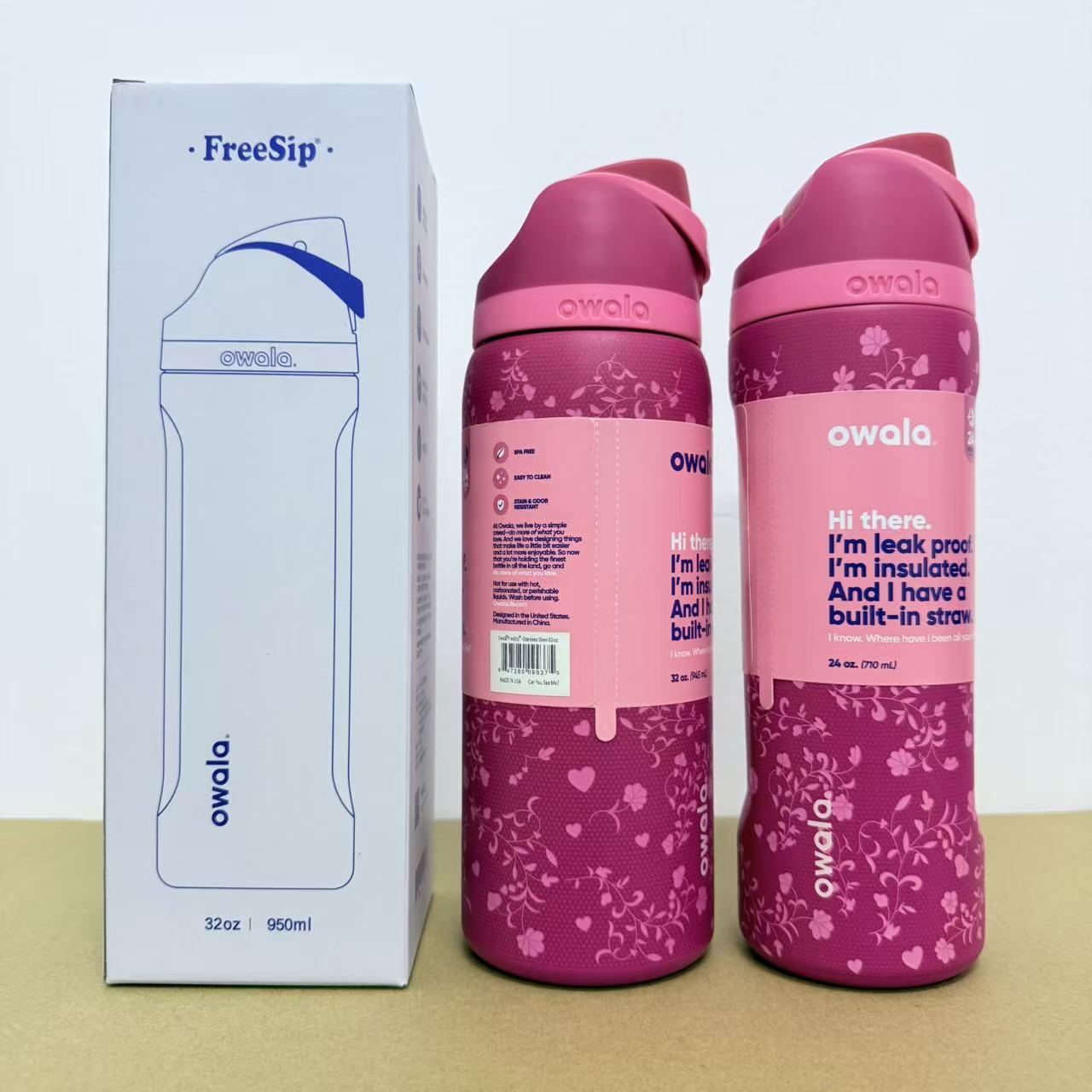 Owala en stock de gran capacidad portátil hervidor de agua al aire libre para hombres tazas de agua caliente de moda para mujeres tazas de fruta deportivas al por mayor