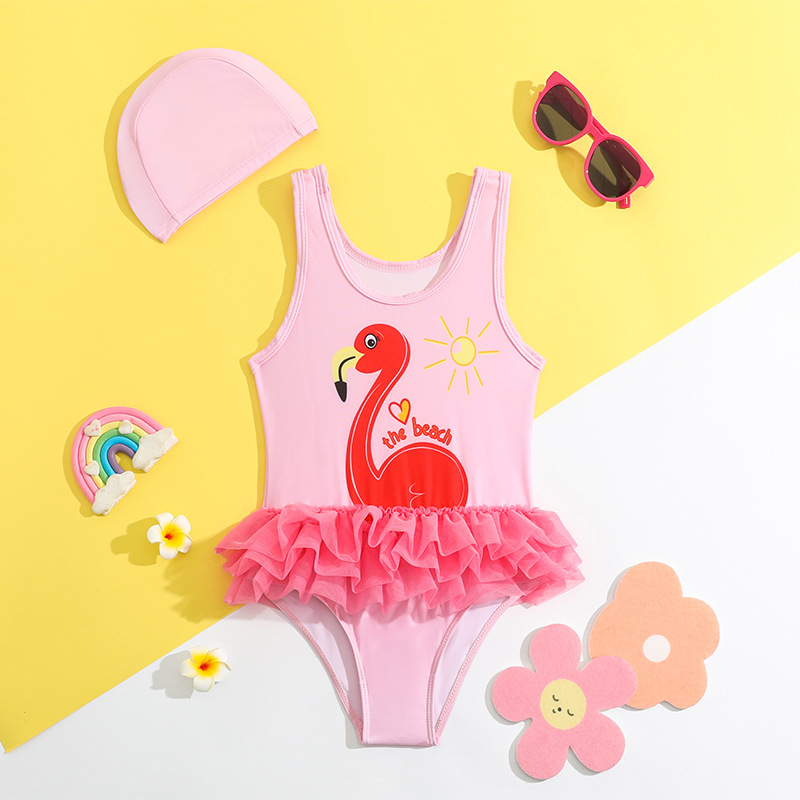 Fashion cute cartoon pig children girls' one-piece swimsuit children's swimsuit 2024 New Baby Children's