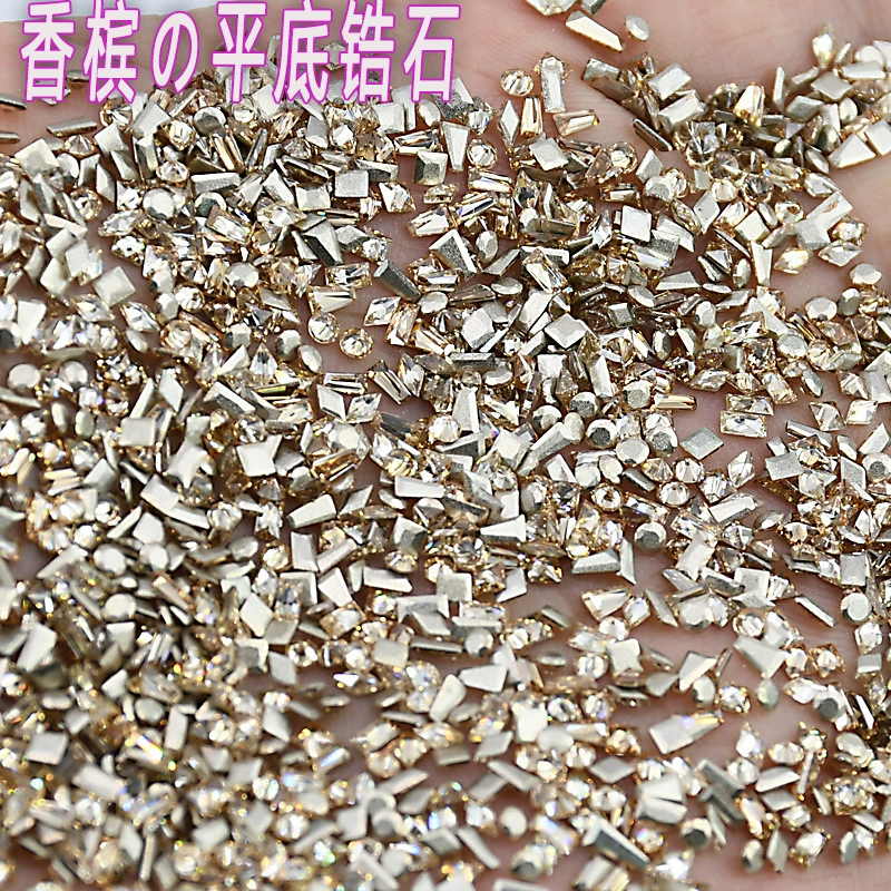 Смешанные стразы для дизайна ногтей цвета шампанского, миниатюрные плоские скошенные циркониевые камни, ослепительные украшения из страз специальной формы для самостоятельного изготовления, каплевидные аксессуары для дизайна ногтей.