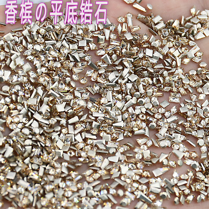 Mixed Champagne Color Nail Art Diamond Mini Flats Bottom Beveled Zircon Special-Shaped Flash DIY Diamond Ornaments Water Drop Nail Art Jewelry