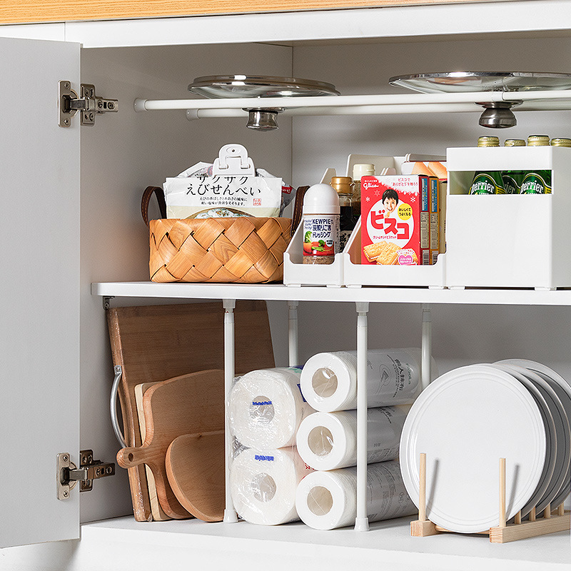 estilo japonés sin perforación barra telescópico lavabo inferior almacenamiento de artículos barra de soporte estante armario barra de ropa barra de cortina de baño barra de soporte