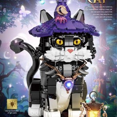 国境を越えたアイデア7047魔法猫1128個の積み木コレクションの手で知育玩具ハロウィーンを作る