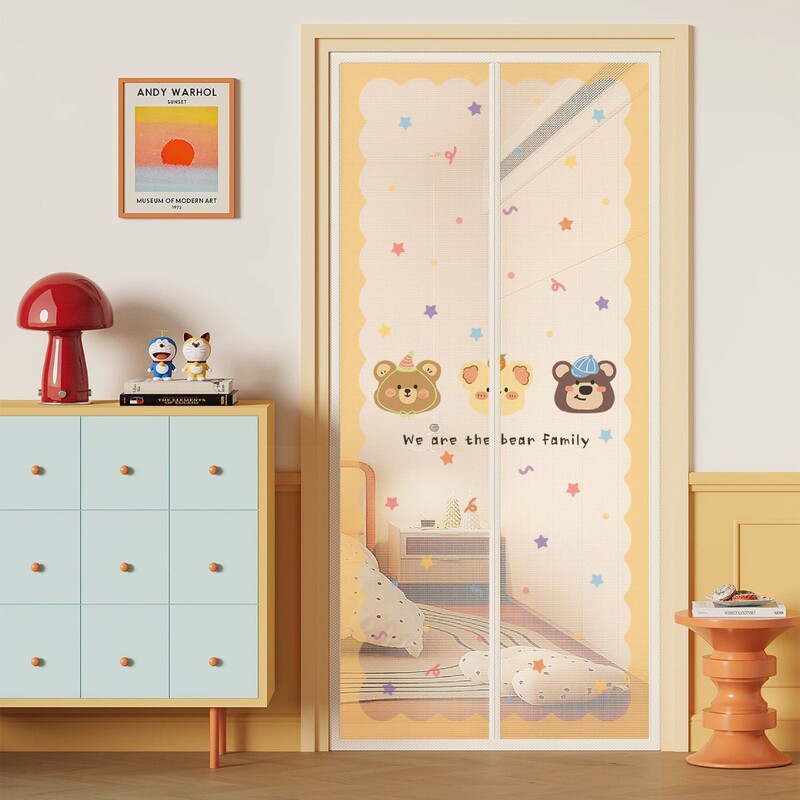 Magnetic Mosquito Net Door Curtain 2026 New Model for Children's Room, No-Drill Screen Door Curtain with Magic Tape Self-Adhesive Partition Curtain