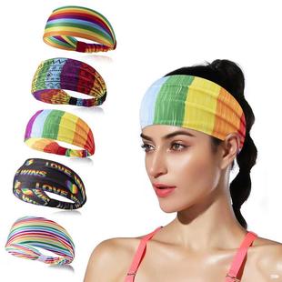 Amazon Rainbow Sports Headband Wholesale Sweat-Absorbent Antiperspirant Headband Fitness Headscarf Yoga Headband Hair Accessories Wholesale