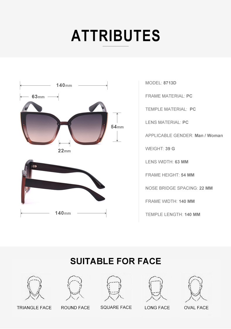 Modische Cat Eye Sonnenbrille Für Damen Mit Großem Rahmen_voghion.com