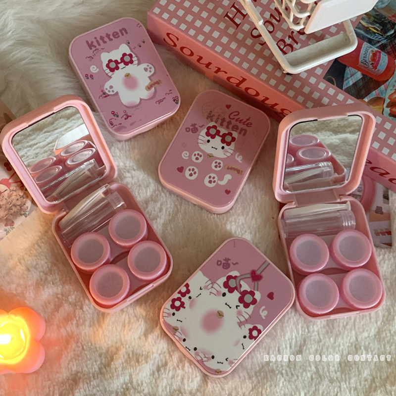 隐形眼镜盒美瞳收纳盒子护理盒便携简约眼睛盒多个可爱多格多副装