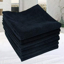 厂家批发纤维黑色毛巾加厚吸水成人毛巾浴巾美容美甲垫布可做logo