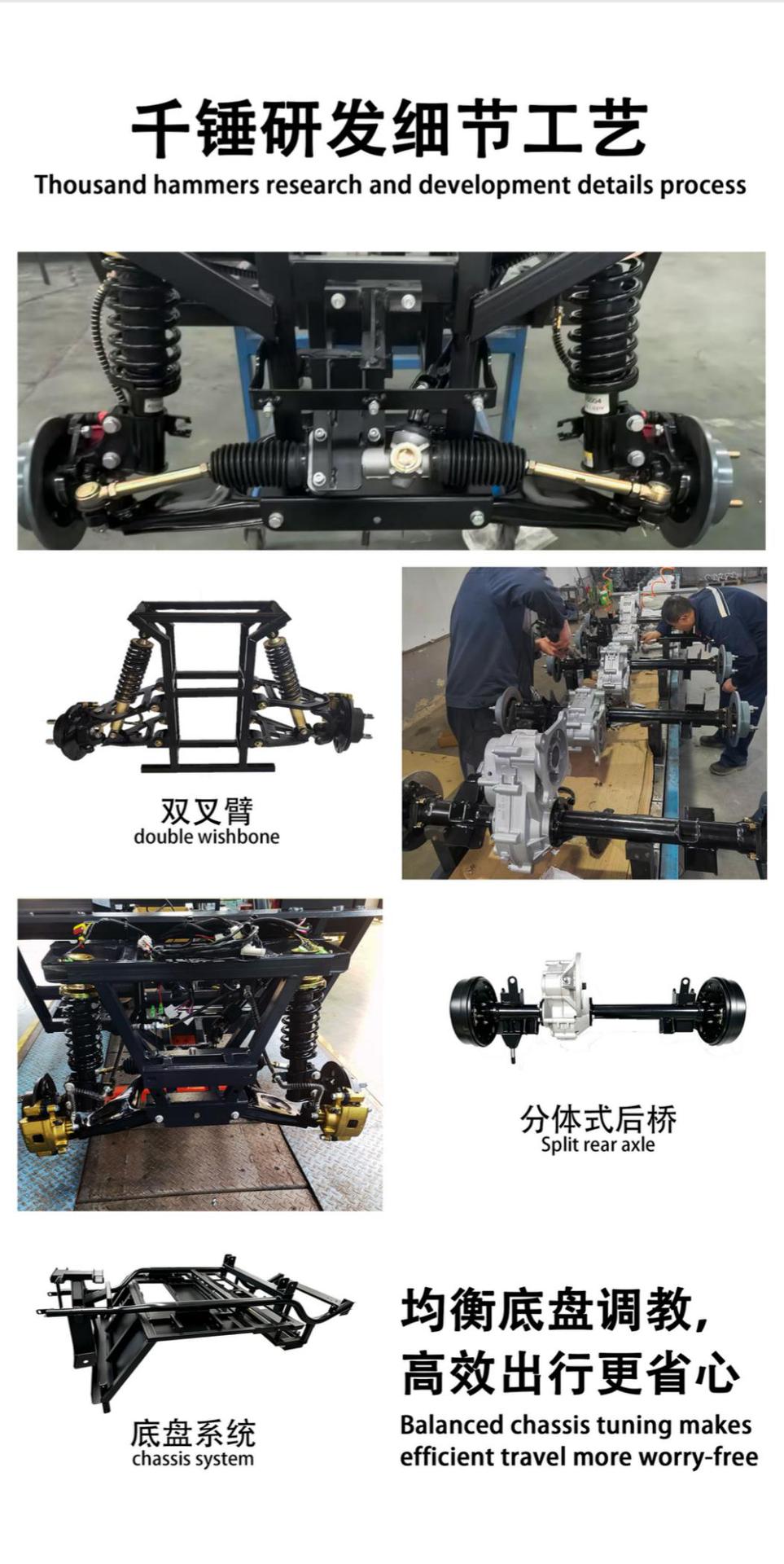 Long-range electric golf cart with 5-year warranty, fully certified for cross-border export as a three-row, six-seater sightseeing vehicle