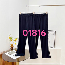 01816新款秋冬春25拉条潮牌微喇休闲运动女士长裤 工厂代发明星同