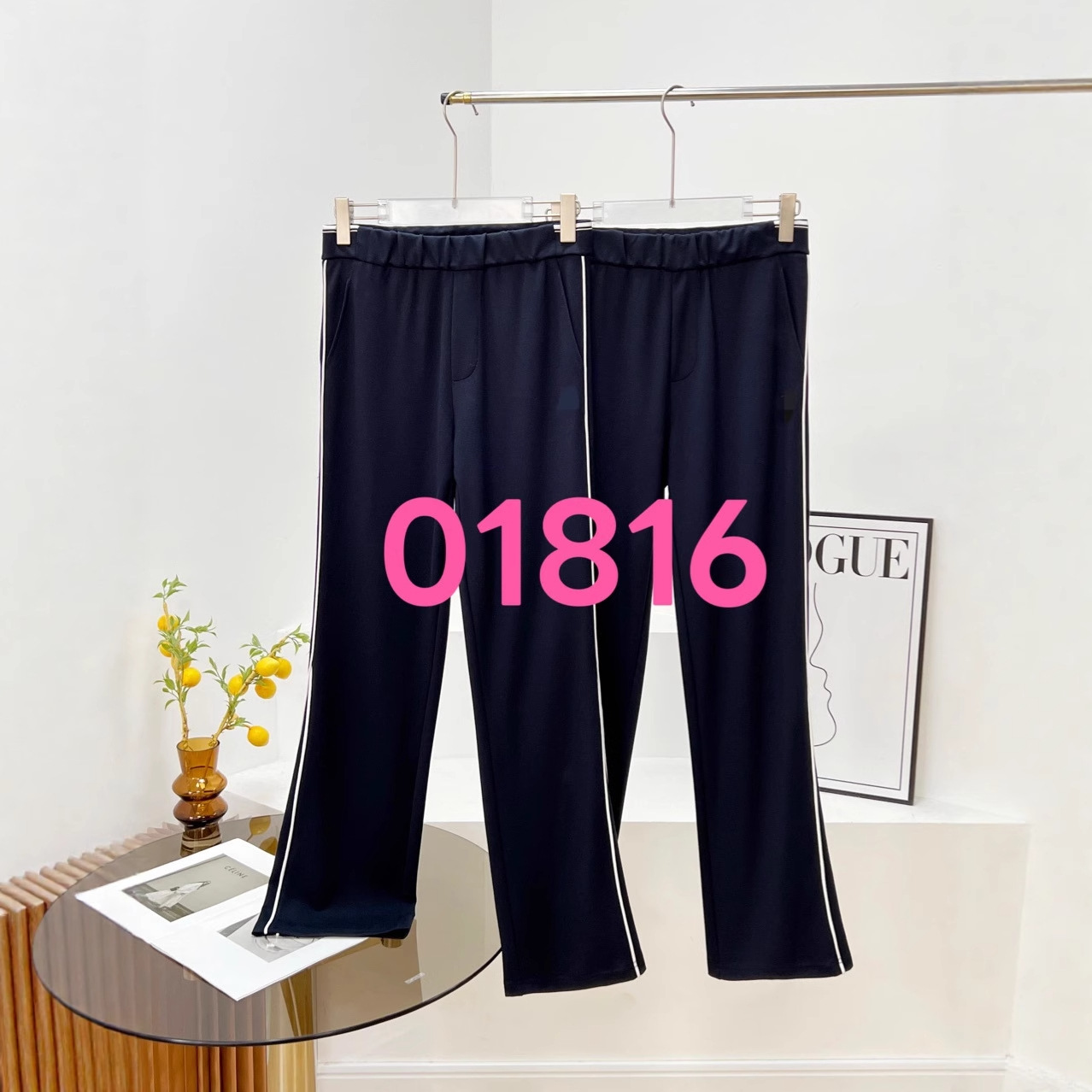 01816新款秋冬春25拉条潮牌微喇休闲运动女士长裤 工厂代发明星同
