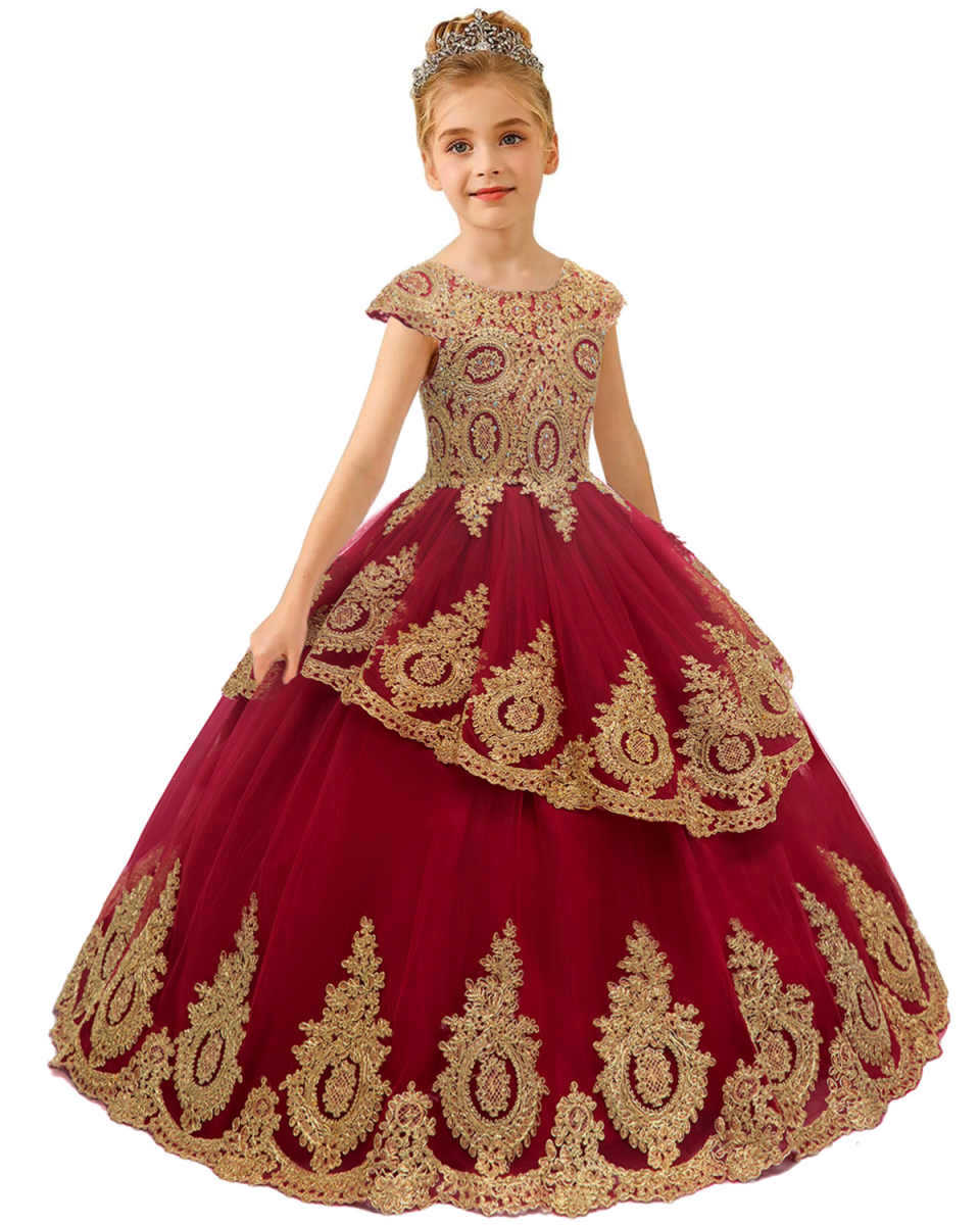 Europa transfronteriza comercio exterior vestido infantil floral vestido de novia niña encaje caliente correa de perforación espectáculo de desfile calzoncillos