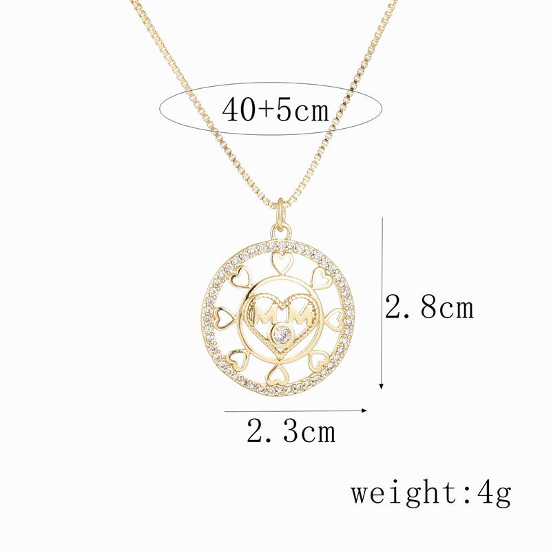 Fashion Simple Heart-shaped Mama Pendant Dripping Oil Copper Necklace display picture 2