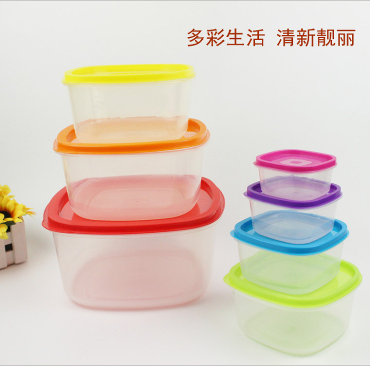 Cuadrado rectangular arco iris 7 piezas caja de preservación de cocina multipropósito caja de almacenamiento de productos secos caja de almacenamiento