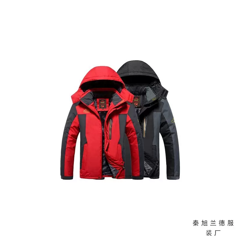 外贸热卖新款大码男式加绒加厚冲锋衣户外运动保暖登山服棉服批发