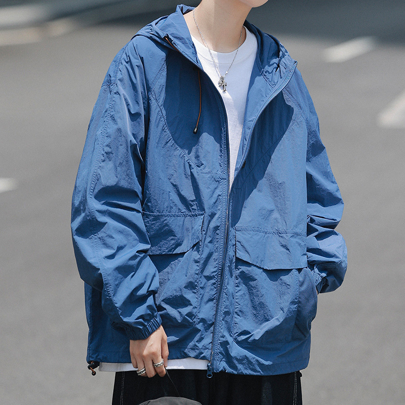 Mountain Style Aqua Blue Anti-Uv Ice Silk Light and Breathable Sun Protection Jacket Casual American Quick-Drying Jacket