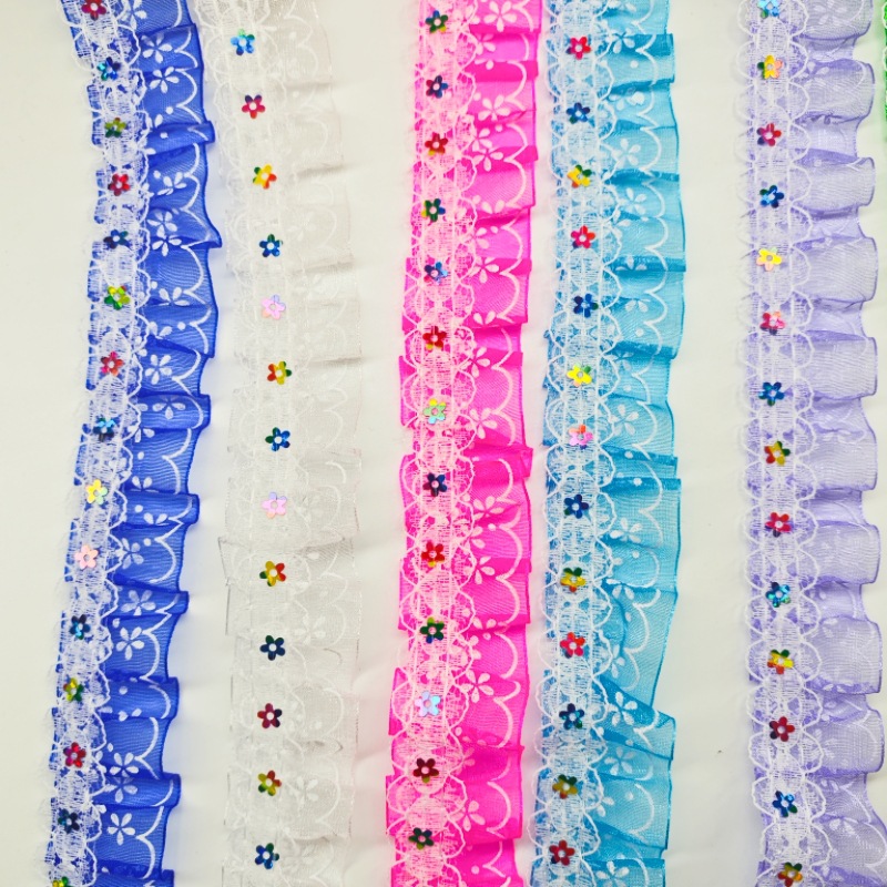 Sequinilla de color doble encaje acessorios DIY acessorios para el hogar blando gorra vestido acessorios Lolita