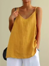L 31718 Linen Loose Sleeves Tank ����������䱳��ŷ��
