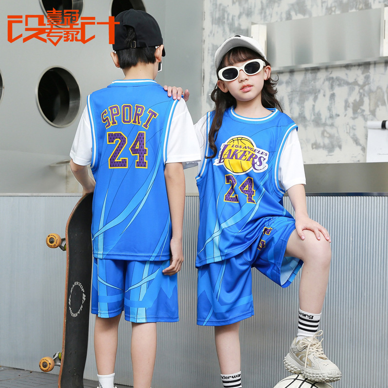 Children's Wear Basketball Clothes suit Short-sleeved Boys and Girls No. 24 Jersey Sports Children's Primary School Students' Performance Clothes Fashion Group Buying