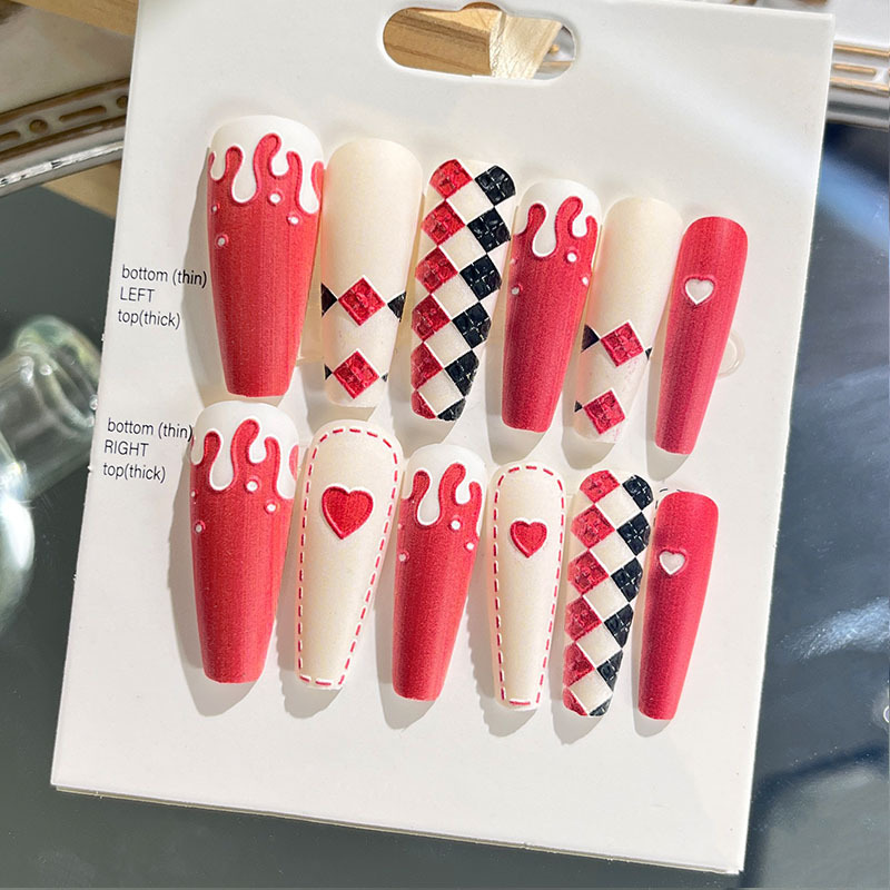 Nuevas uñas portátiles para adultos, uñas en relieve estéreo, parches de manicura, uñas postizas, uñas terminadas, uñas largas de ballet