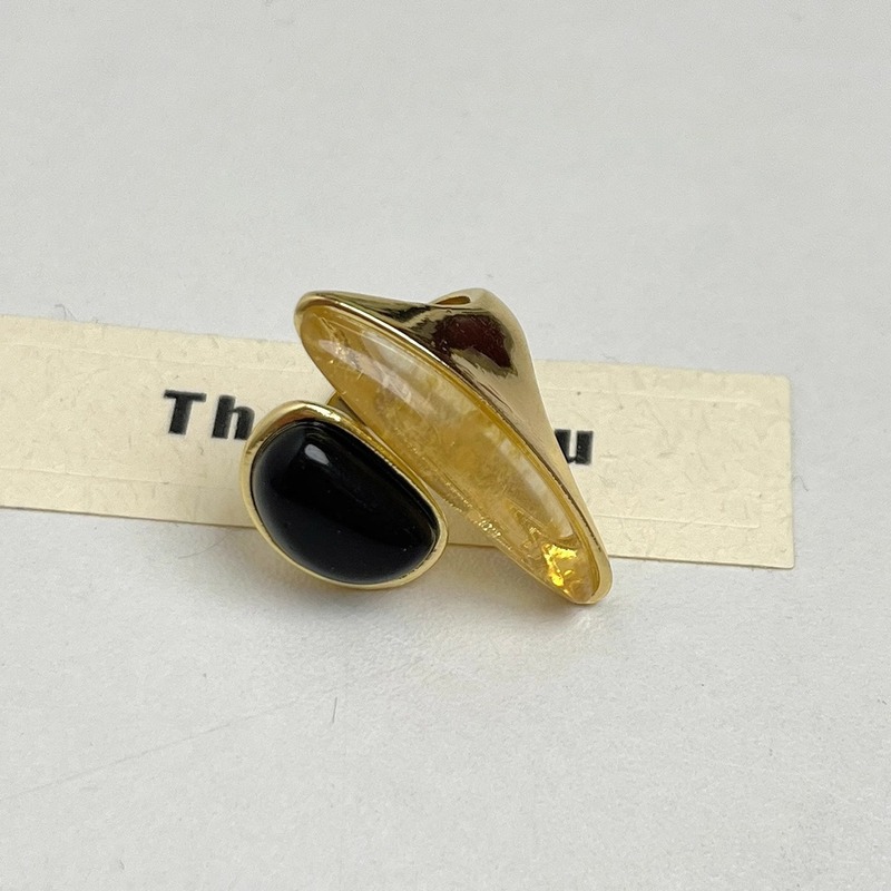 オリジナルデザインの不規則な天然虎目石オープンリングライト高級ニッチハイエンド誇張された大きな宝石リング|undefined