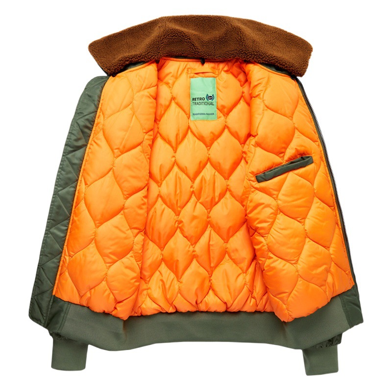 Comercio exterior Otoño e Invierno nuevos hombres de estilo europeo y americano abrigo de algodón acolchado engrosado más tamaño de algodón acolchado abrigo de piloto de los hombres chaqueta de solapa