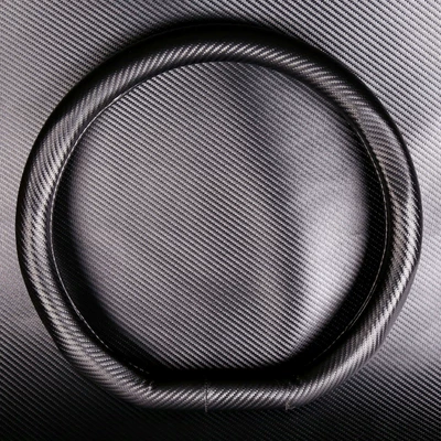 Steering wheel cover | universal hand-free carbon fiber steering - matte-carbon-fiber-d-shaped-38cm