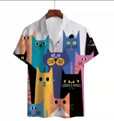 2023 nuevos hombres Hawaii europeo y americano ropa de los hombres impresión 3D del comercio exterior los hombres manga corta floja delgada camisa casual