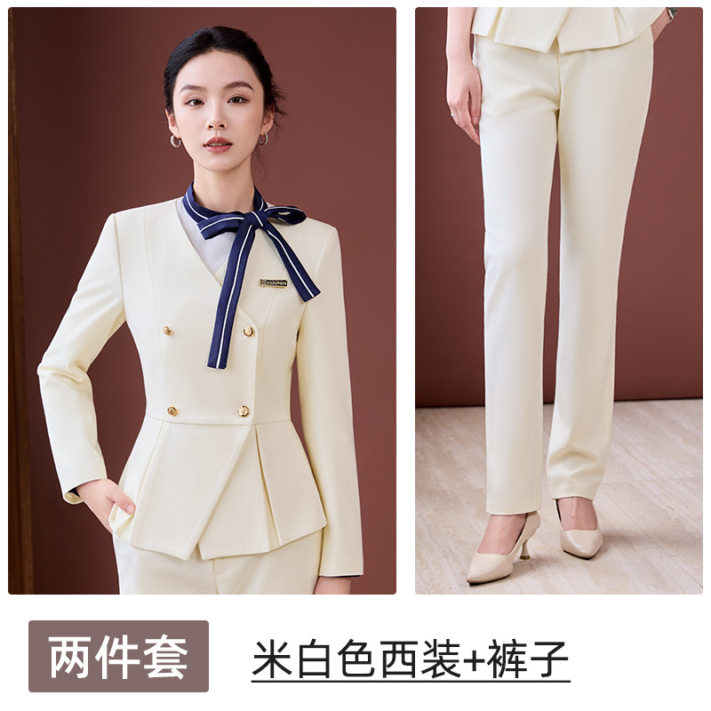 职业套装女长袖时尚气质女神范美容师酒店前台接待金店售楼部工装|undefined