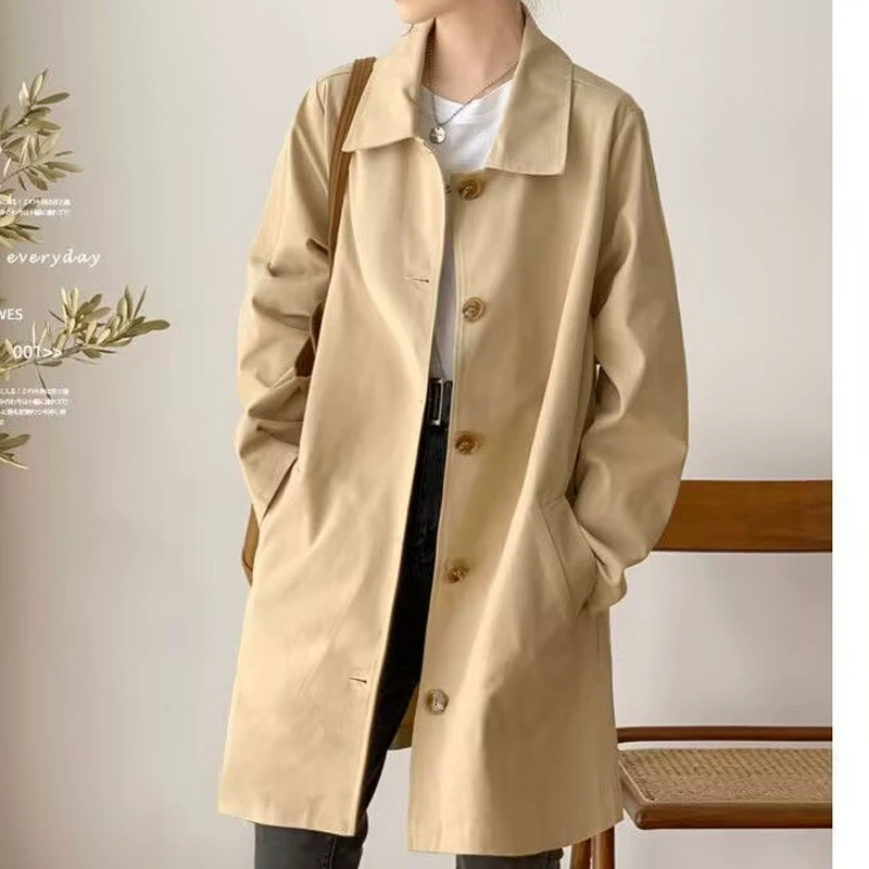 Tide, long trench coat, jacket for students, mid-length, Korean style