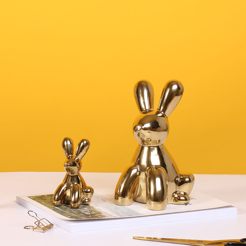 Cerámica moderna globo de oro conejo decoración de mesa decoración de la sala de estar moderna y simple
