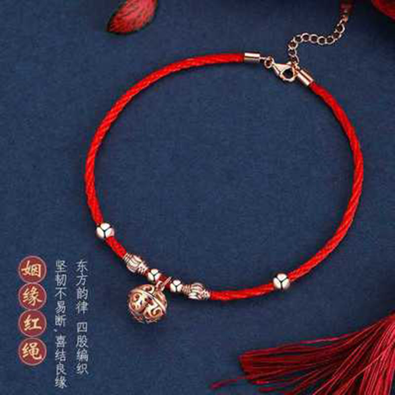 Chinese antique transfer red rope Palace Bell anklet jewelry women step by step sound anklet Bell Palace jewelry wholesale